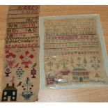 Early 19th century unframed sampler worked by Eliza Gregory aged 10, with alphabet and verse,