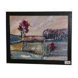 Martin John Fowler (Contemporary), A pair of abstract landscapes, signed, oil on board, 30cm by 40cm