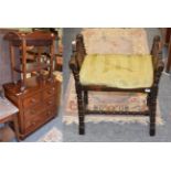 A Victorian mahogany three-height chest of drawers of small proportions; a mahogany tea trolley; and