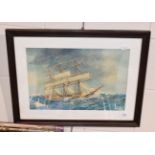 R W Underwood (20th century) Tall ship at sail, signed and dated 1933, watercolour