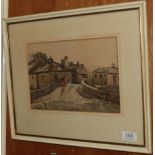 Fred Lawson, Dales scene with figure crossing a bridge, signed and dated 1918, watercolour