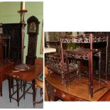 A Victorian rosewood Canterbury; together with two Chinese nest of tables; and small Victorian