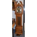 A modern chiming longcase clock, movement driven by three weightsNo pendulum
