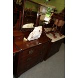 A Victorian marble top tile back washstand; and a Victorian dressing table