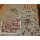 Unframed sampler worked by Sarah Patton, dated 1842, with religious verse and floral border, 32cm by