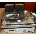 Technics SL1800MK2 direct drive turntable; a pair of Castle Trent MKII speakers; and an SP101