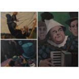 Eric Rolfe (20th/21st century), ''Clown with Accordion'', signed, inscribed verso, oil on board,