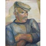 Emmeline Boulton MAFA (1913-2008) Cornish Fisherman, signed, oil on board, 49cm by 39cm Artist's