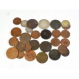 A mixed group of engraved coins or love tokens (41), mainly 19th century, some earlier, including an