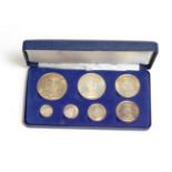 Victoria, Jubilee Head Silver Specimen Set 1887, 7 coins crown to 3d In modern case, generally GVF