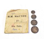 Victoria (1837-1901), Maundy Set, 1896, old head left, in original paper envelope, 'H.M. Maundy