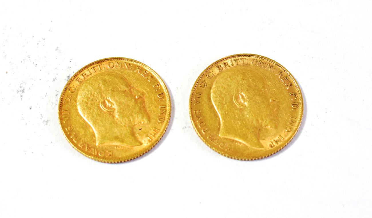 Edward VII (1901-1910), Half Sovereigns (2), bare head right, 1903 and 1908, (S.3974A and S.