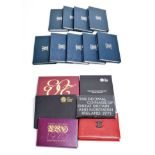 15 x UK Proof Sets: 1970, 1971, 1986, 1987, 1988, 1989(x2), 1990(x2), 1991, 1993, 1997(de-luxe),