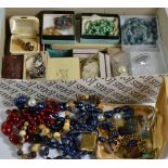 A quantity of costume jewellery including a Tifari brooch and bracelet, a silver curb and lock