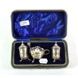 A George V cased three-piece silver condiment-set, by Robert Fead Mosley, Sheffield, 1913,