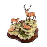 Border Fine Arts 'Monarch of Glen Mhor' (Red Stag and Hinds), model No. BFA205 by David Walton,