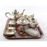 A mixed lot of silver and plate, including: a silver cream-jug and sugar-bowl, by Thomas Edward