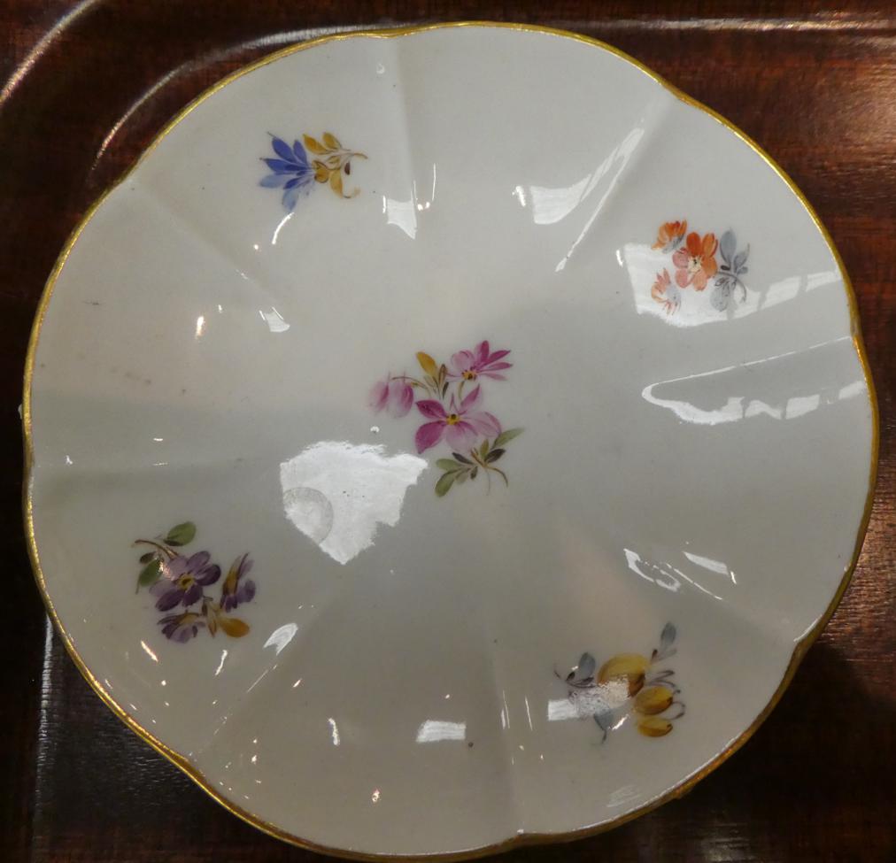 A Meissen miniature cabinet cup and saucer (a.f.); with a Royal Worcester hand painted dish, - Image 7 of 8
