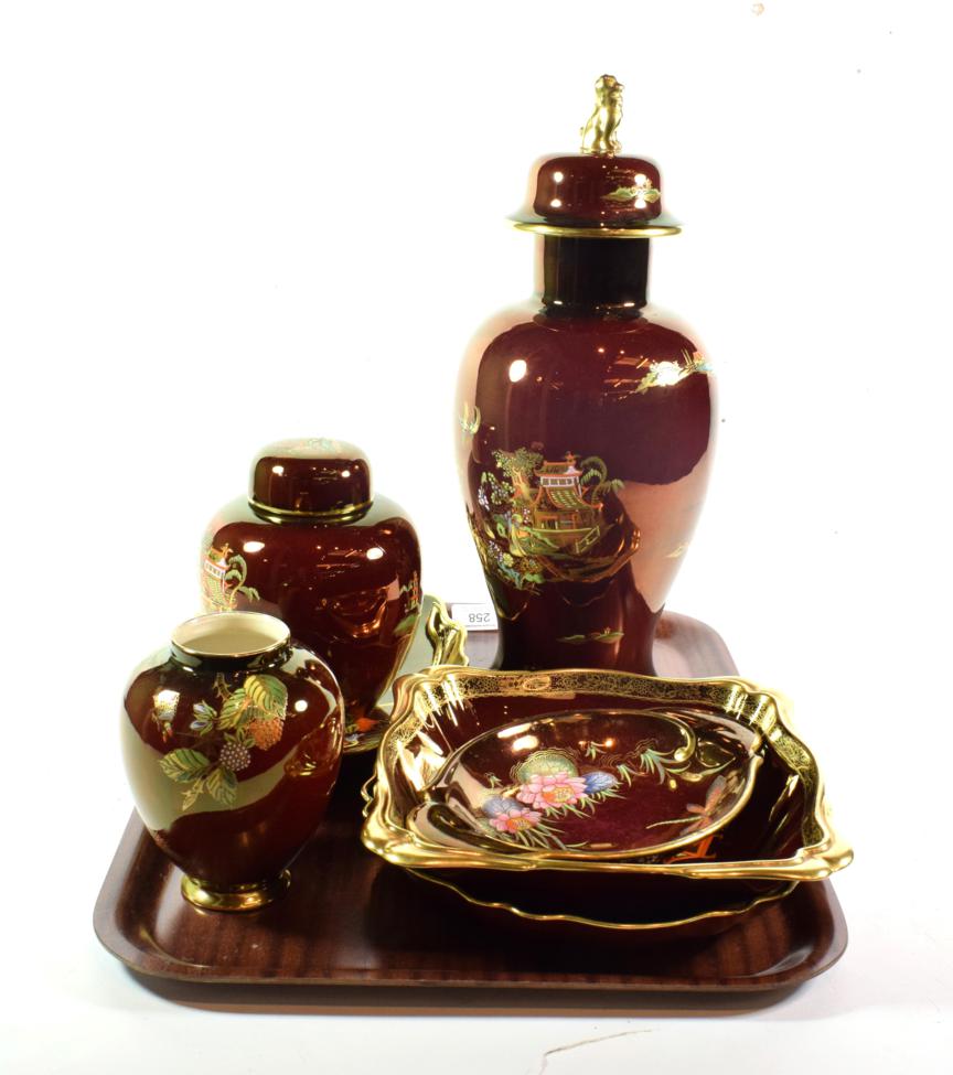 A group of Carlton ware rouge royale