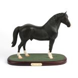 Beswick Connoisseur Welsh Cob Stallion, model No. A270, black matt, on wooden plinth