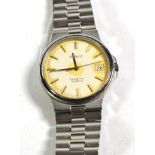 A stainless steel calendar centre seconds quartz wristwatch, signed Tissot, model: Seastar, with