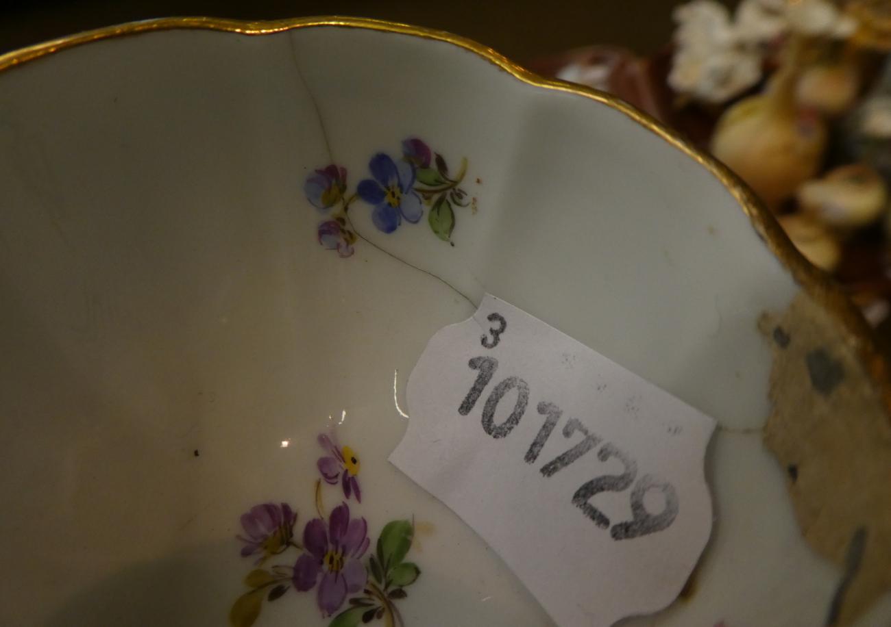 A Meissen miniature cabinet cup and saucer (a.f.); with a Royal Worcester hand painted dish, - Image 5 of 8