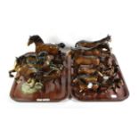 Beswick bay/brown gloss horses and foals including: Exmoor Pony, model No. 1645, Hackney, model