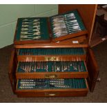 An oak canteen of Sheffield plated cutlery, twelve settings, stamped EPNS A1; with original boxes;