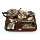 A group lot of silver and silver-plate, to include: a silver teapot and cream-jug, by Viners,