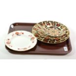 Four Royal Crown Derby Imari plates and a Bali pattern plate (all seconds)