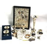 A quantity of silver and metalwares, including a Greek icon depicting St George slaying the