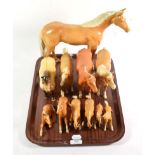 Beswick palomino gloss horses and foals including: Large Hunter, model No. 1734, Bois Roussel