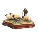Border Fine Arts 'Shedding' (Shepherd, Collie and Sheep), model No. L113 by Ray Ayres, limited
