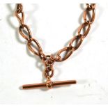 An Albert chain, each link stamped '9' '.375', with attached T-bar stamped '9' '.375', length