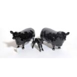 Beswick Cattle Comprising: Aberdeen Angus Bull, model No. 1562, Aberdeen Angus Cow, model No. 1563