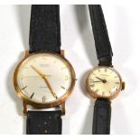 A lady's 9 carat gold wristwatch, signed Caravelle and a gents 9 carat gold Rotary wristwatch