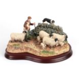 Border Fine Arts 'Off the Fell' (Farmer, Sheep and Border Collie), model No. B1040 by Hans Kendrick,
