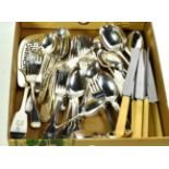 A collection of silver Fiddle pattern flatware, including: a William IV fish-slice, London, 1836;