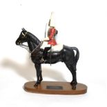 Beswick Connoisseur Lifeguard, (Style two: with sword), model No. 2562, black matt, on wooden