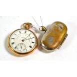 Fattorini & Sons 9 carat gold cased pocket watch and sovereign case