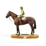 Beswick Connoisseur Horse 'Nijinsky - Lester Piggott Up', model No. 2352, bay matt, on wooden