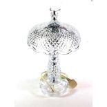 Waterford crystal 'Achillbeg' mushroom shaped table lamp, 50cm high, with box