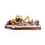 Border Fine Arts 'Essential Repairs' (Workman with JCB Back Hoe), model No. B0652 by Ray Ayres,