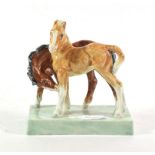 Royal Worcester 'Foals' by Doris Lindner . Lightly crazed but otherwise appears OK. Estimate £150-£