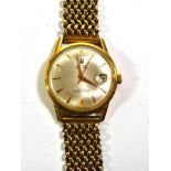An 18 carat gold automatic calendar centre seconds wristwatch, signed Buren, Grand Prix, model:
