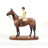 Beswick Connoisseur Horse 'Arkle - Pat Taaffe Up', model No. 2084, bay matt, on wooden plinth