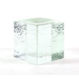 A Lindshammer Swedish art glass cube designed by Christer Sjogren, signed