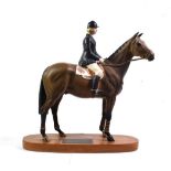 Beswick Connoisseur Horse 'Psalm - Ann Moore Up', model No. 2535, brown matt, on wooden plinth