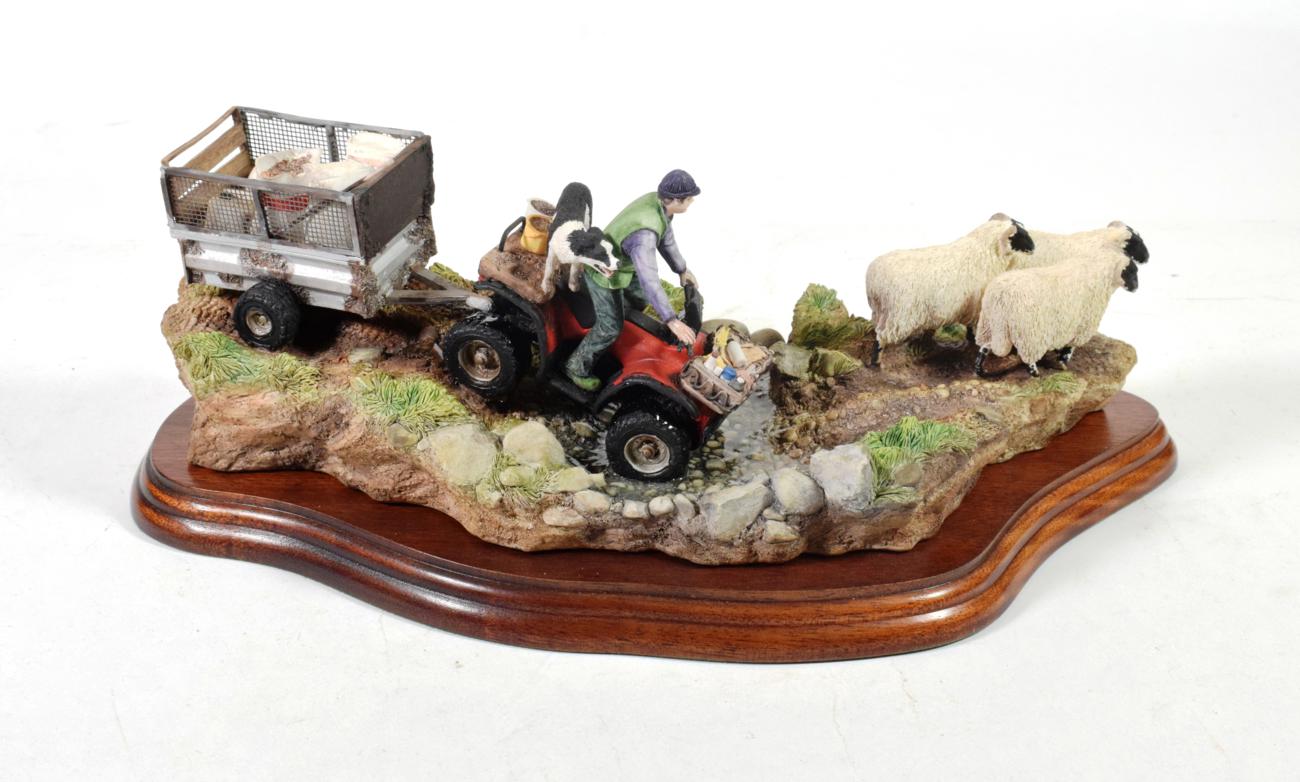 Border Fine Arts 'All in a Day's Work' (Farmer on ATV herding sheep), model No. B0593 by Kirsty