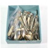 An assortment of silver flatware, including: four tablespoons, each London, one 1809, three 1845;